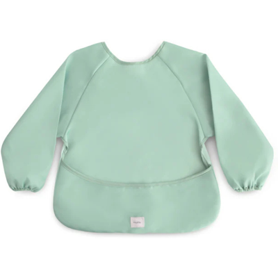 Babador Mushie para bebê - Verde Romano - Mangas longas - Resistente à água - Para 6-24 meses Babador Mushie para bebê - Verde Romano - Mangas longas - Resistente à água - Para 6-24 meses
