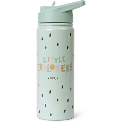 Saro Garrafa Térmica com Palhinha Little Explorers 500ml Aço Inox - Isolamento 12h Saro Garrafa Térmica com Palhinha Little Explorers 500ml Aço Inox - Isolamento 12h