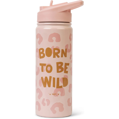 Saro Garrafa Térmica com Palhinha Born To Be Wild 500ml Aço Inox - Isolamento 12h Saro Garrafa Térmica com Palhinha Born To Be Wild 500ml Aço Inox - Isolamento 12h