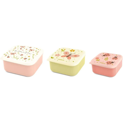 Miniland Conjunto 3 Lancheiras Butterfly Caixas para Bebé sem BPA Empilháveis Miniland Conjunto 3 Lancheiras Butterfly Caixas para Bebé sem BPA Empilháveis