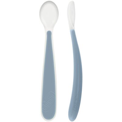 Chicco Colher Silicone Macio Azul 6M+ Pack 2un Sem BPA Ergonómica Chicco Colher Silicone Macio Azul 6M+ Pack 2un Sem BPA Ergonómica