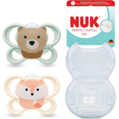 NUK Chupeta Perfect Match Air Silicone Raposa/Urso 0-2 Meses 2 Uni. NUK Chupeta Perfect Match Air Silicone Raposa/Urso 0-2 Meses 2 Uni.