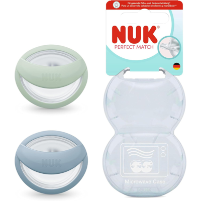 NUK Perfect Match Chupetas Silicone 0-6M x2 Verde + Azul 95% Aceitação Bebés NUK Perfect Match Chupetas Silicone 0-6M x2 Verde + Azul 95% Aceitação Bebés