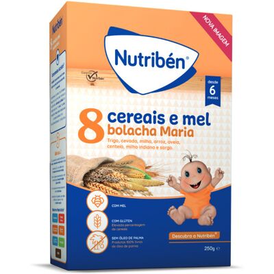 Nutriben Nutribén Papa 8 Cereais e Mel Sem Lactose - Papinha e Biscoito para Bebês Nutriben Nutribén Papa 8 Cereais e Mel Sem Lactose - Papinha e Biscoito para Bebês