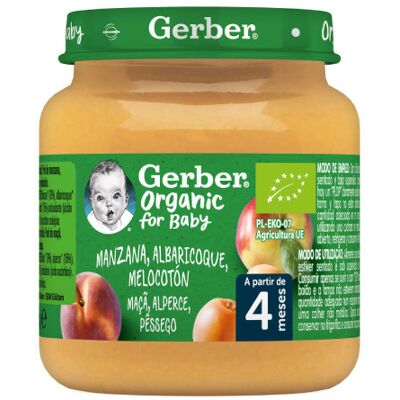 Gerber Frasco Orgânico para Bebês Maçã, Damasco e Pêssego (125 g) Gerber Frasco Orgânico para Bebês Maçã, Damasco e Pêssego (125 g)