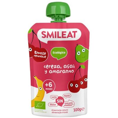 Smileat Pouch Orgânico de Cereza, Açai e Amaranto - Comida para Bebês Smileat Pouch Orgânico de Cereza, Açai e Amaranto - Comida para Bebês