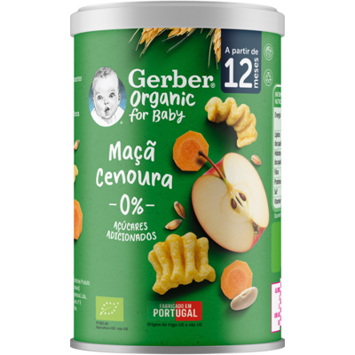 Gerber Organic Snack Maçã Cenoura 35g +12M Prático e nutritivo Gerber Organic Snack Maçã Cenoura 35g +12M Prático e nutritivo