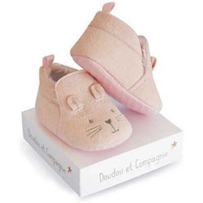 Doudou et Compagnie Doudou Pantufas Rato Rosa 0-6m Doudou et Compagnie Doudou Pantufas Rato Rosa 0-6m