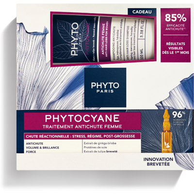 Phyto Pack cyane Mulher Reacional 12 Ampolas + Champô 100ml Queda Súbita Pós-Parto, Stress Phyto Pack cyane Mulher Reacional 12 Ampolas + Champô 100ml Queda Súbita Pós-Parto, Stress