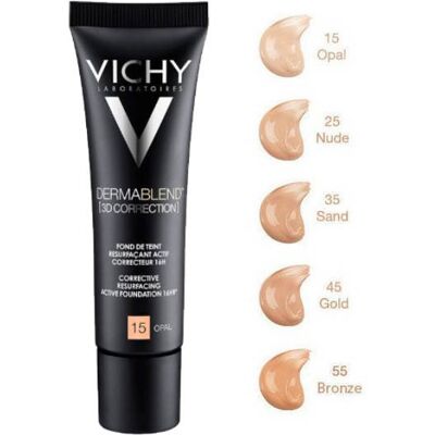 Vichy Dermablend 3D Correction Base Fluída Corretora Alisadora 16h 15 Opal 30ml Vichy Dermablend 3D Correction Base Fluída Corretora Alisadora 16h 15 Opal 30ml