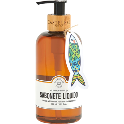 Castelbel Sardinha Sabonete Líquido Laranja e Alecrim 300ml Ajuda a neutralizar os odores persistentes das mãos Castelbel Sardinha Sabonete Líquido Laranja e Alecrim 300ml Ajuda a neutralizar os odores persistentes das mãos