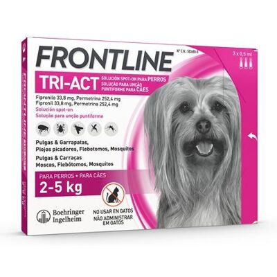 Frontline Tri-Act 2-5Kg Tratamento para Cães Contra Pulgas e Carrapatos - Repelente de Pulgas, Carrapatos, Mosquitos, Mouches Frontline Tri-Act 2-5Kg Tratamento para Cães Contra Pulgas e Carrapatos - Repelente de Pulgas, Carrapatos, Mosquitos, Mouches