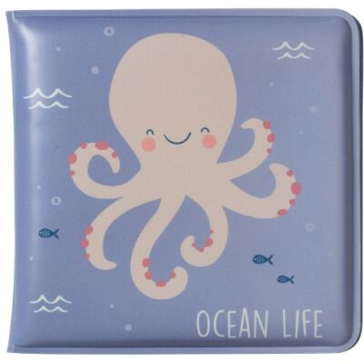 Livro de banho azul com polvo Saro - Brinquedo à prova d'água para bebês 6M+ Livro de banho azul com polvo Saro - Brinquedo à prova d'água para bebês 6M+