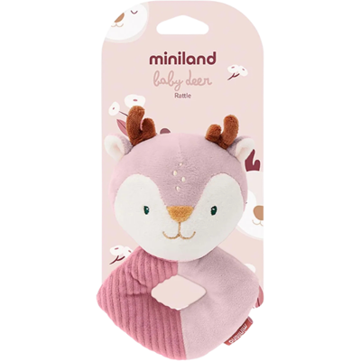 Miniland Baby Deer Chocalho Veado Rosa Roca Bebé Miniland Baby Deer Chocalho Veado Rosa Roca Bebé