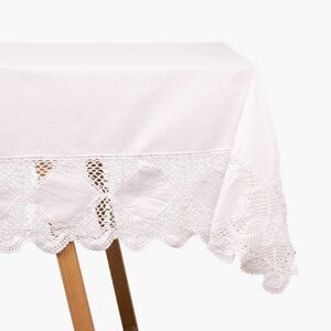 Toalha mesa algodão bordado branco 160x160cm BARCELONETA