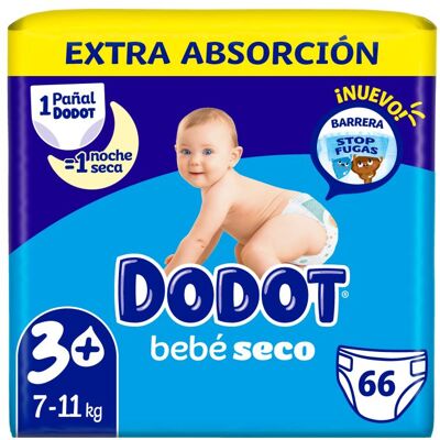 Fraldas Dodot T3+ - Pacote Extra Jumbo, 66 unidades Fraldas Dodot T3+ - Pacote Extra Jumbo, 66 unidades