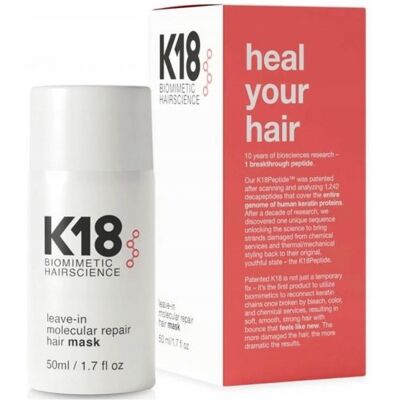 K18 Máscara Reparadora Molecular Sem Enxágue para Cabelo - 50 ml K18 Máscara Reparadora Molecular Sem Enxágue para Cabelo - 50 ml