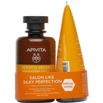 Apivita Conjunto Keratin Repair Champô e Condicionador Sem Sulfatos Apivita Conjunto Keratin Repair Champô e Condicionador Sem Sulfatos