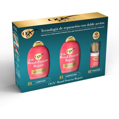 Coffret OGX Bond Protein Repair Rotina Cabelo Seco e Danificado 820 ml Coffret OGX Bond Protein Repair Rotina Cabelo Seco e Danificado 820 ml
