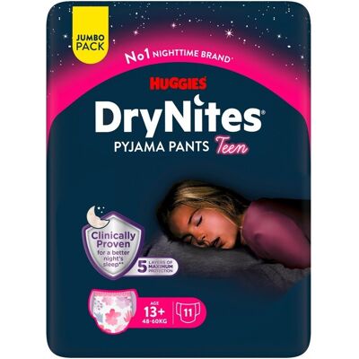 Fralda Cueca Huggies Drynites Menina 48-60kg 13+ 11un Fralda Cueca Huggies Drynites Menina 48-60kg 13+ 11un