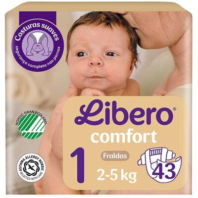 Fraldas Libero Comfort T1 2-5kg 43 Un Fraldas Libero Comfort T1 2-5kg 43 Un