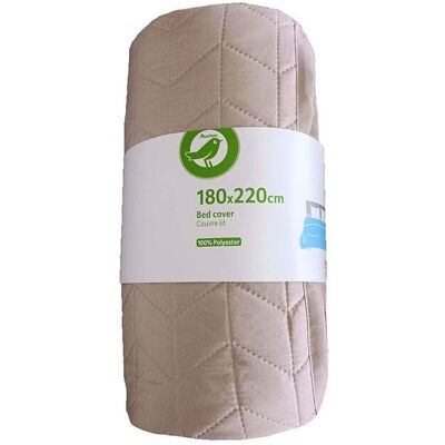 Colcha Microfibra Auchan Essencial Taupe 180x220cm Colcha Microfibra Auchan Essencial Taupe 180x220cm