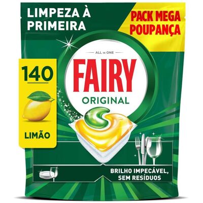 Detergente Loiça Máquina Fairy Tudo Em Um Original Limão 140p Detergente Loiça Máquina Fairy Tudo Em Um Original Limão 140p