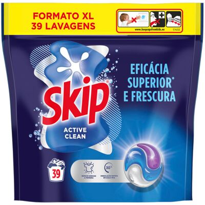 Cápsulas Det. Roupa Máq Skip Active Clean 39d Cápsulas Det. Roupa Máq Skip Active Clean 39d