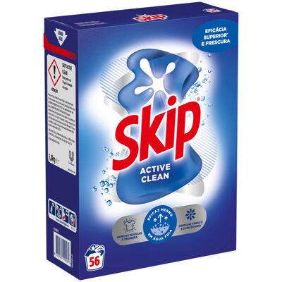 SKIP - Active Clean - 56 doses - Detergente em pó para roupas SKIP - Active Clean - 56 doses - Detergente em pó para roupas