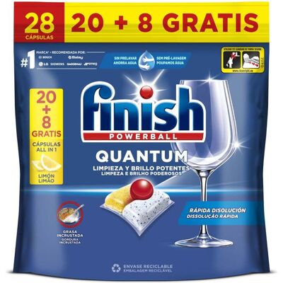 Detergente Loiça Máquina Finish Quantum Limão 28pastilhas Detergente Loiça Máquina Finish Quantum Limão 28pastilhas