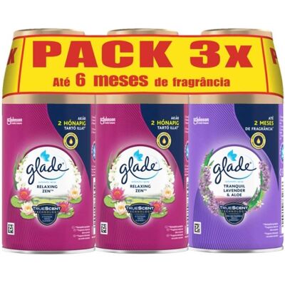 Ambientador Glade Automatic Recarga Relaxing Zen E Lavanda E Jasmin 3x269ml Ambientador Glade Automatic Recarga Relaxing Zen E Lavanda E Jasmin 3x269ml