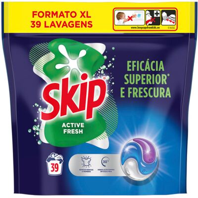 Cápsulas Det. Roupa Máq Skip Active Fresh 39d Cápsulas Det. Roupa Máq Skip Active Fresh 39d