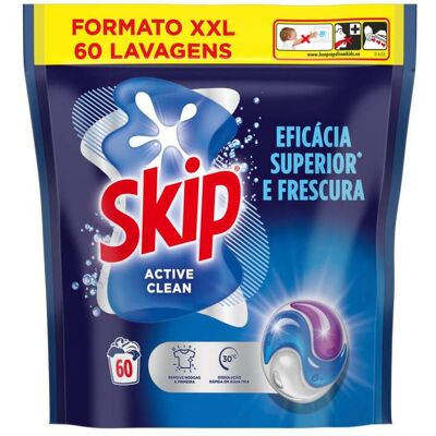 Detergente Roupa Máquina Cápsulas Skip Active Clean 60d Detergente Roupa Máquina Cápsulas Skip Active Clean 60d