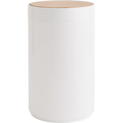 Balde Lixo Wc Actuel Tampa Bamboo Branco 18x27cm Balde Lixo Wc Actuel Tampa Bamboo Branco 18x27cm