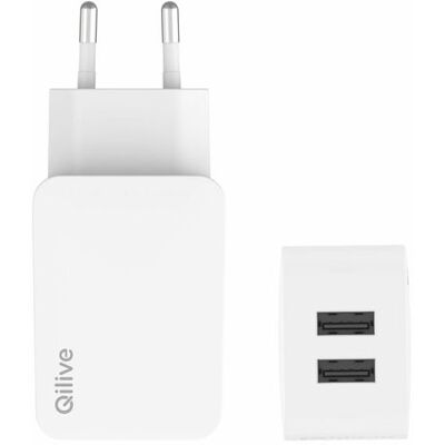 Carregador Csr Qilive 600183049 Branco 2 Usba 24w Carregador Csr Qilive 600183049 Branco 2 Usba 24w