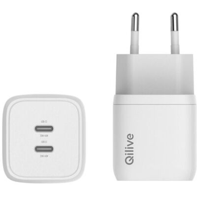 Carregador Csr Qilive 600183069 Branco 2 Usbc 45w Carregador Csr Qilive 600183069 Branco 2 Usbc 45w