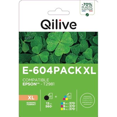 Tinteiro Compat/recicl Qilive E-604 Pack Xl B+c+m+y 13ml/3x9ml Tinteiro Compat/recicl Qilive E-604 Pack Xl B+c+m+y 13ml/3x9ml