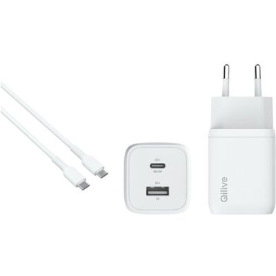 Carregador Ultra Rápido Múltiplo + Cabo Usb-c 3a Qilive 600183087 65w Carregador Ultra Rápido Múltiplo + Cabo Usb-c 3a Qilive 600183087 65w