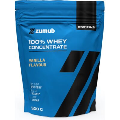 Proteina Whey Zumub 100% Concent Baunilha 500g Proteina Whey Zumub 100% Concent Baunilha 500g