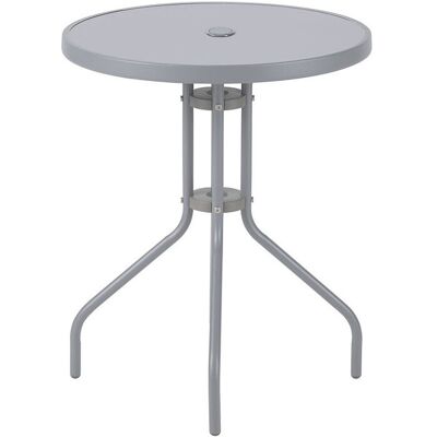 Mesa Gardenstar Aço / Vidro Cinzento 60cm Mesa Gardenstar Aço / Vidro Cinzento 60cm
