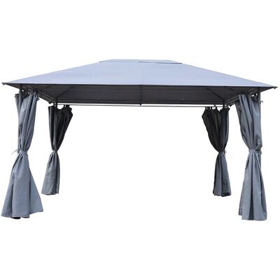 Toldo Com Cortinas Gardenstar Cinzento 296x396x265cm Toldo Com Cortinas Gardenstar Cinzento 296x396x265cm