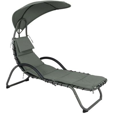 Espreguiçadeira Gardenstar Com Tapa Sol Verde 180x98x165cm Espreguiçadeira Gardenstar Com Tapa Sol Verde 180x98x165cm