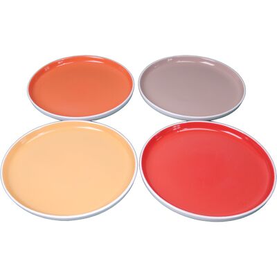 Conjunto De 4 Pratos Rasos Actuel Grês 4 Cores 27.3 Cm Conjunto De 4 Pratos Rasos Actuel Grês 4 Cores 27.3 Cm