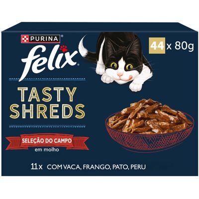 Comida Húmida Gato Felix Tasty Shreds 44x80g Comida Húmida Gato Felix Tasty Shreds 44x80g