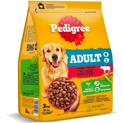 Ração seca Pedigree para cães adultos com carne de vaca e legumes Ração seca Pedigree para cães adultos com carne de vaca e legumes