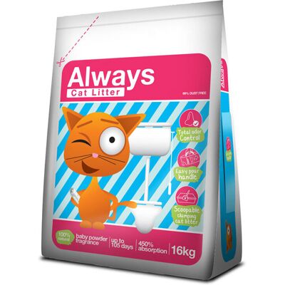 Areia Para Gato Always Aglomerante 16kg Areia Para Gato Always Aglomerante 16kg