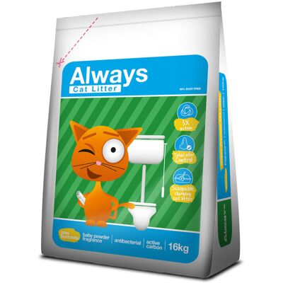 Areia para gatos Always Pet Care - 3X Action, 16 Kg Areia para gatos Always Pet Care - 3X Action, 16 Kg