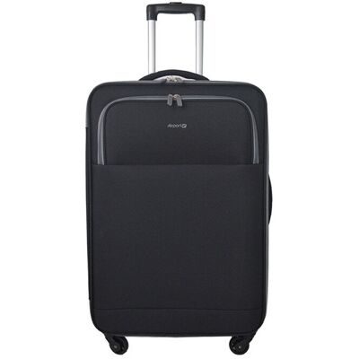Mala De Viagem Flexível Airport Preto 4 Rodas 50x77x30cm Mala De Viagem Flexível Airport Preto 4 Rodas 50x77x30cm