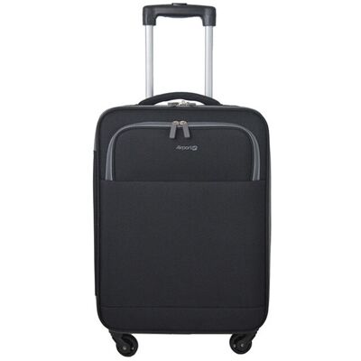 Mala De Cabine Flexível Airport Preto 4 Rodas 35x55x20cm Mala De Cabine Flexível Airport Preto 4 Rodas 35x55x20cm