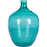 Beliani Vaso decorativo produzido de forma artesanal Roti de Vidro Azul 29x29x39